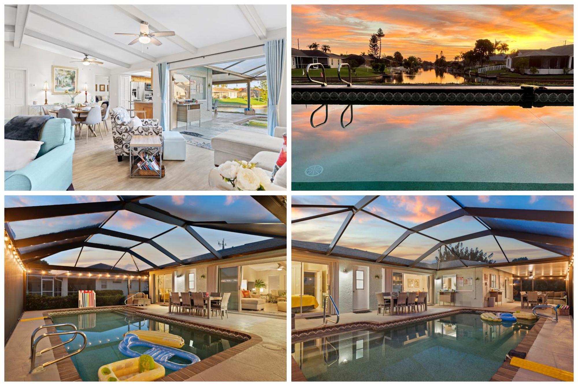 Serenity Waterfront Villa With King Suite, Private Pool, Great Lanai Enclosure And Long Water Views เคปคอรัล ภายนอก รูปภาพ